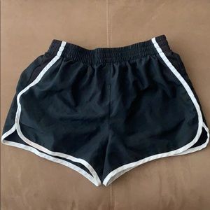 Black and white running shorts